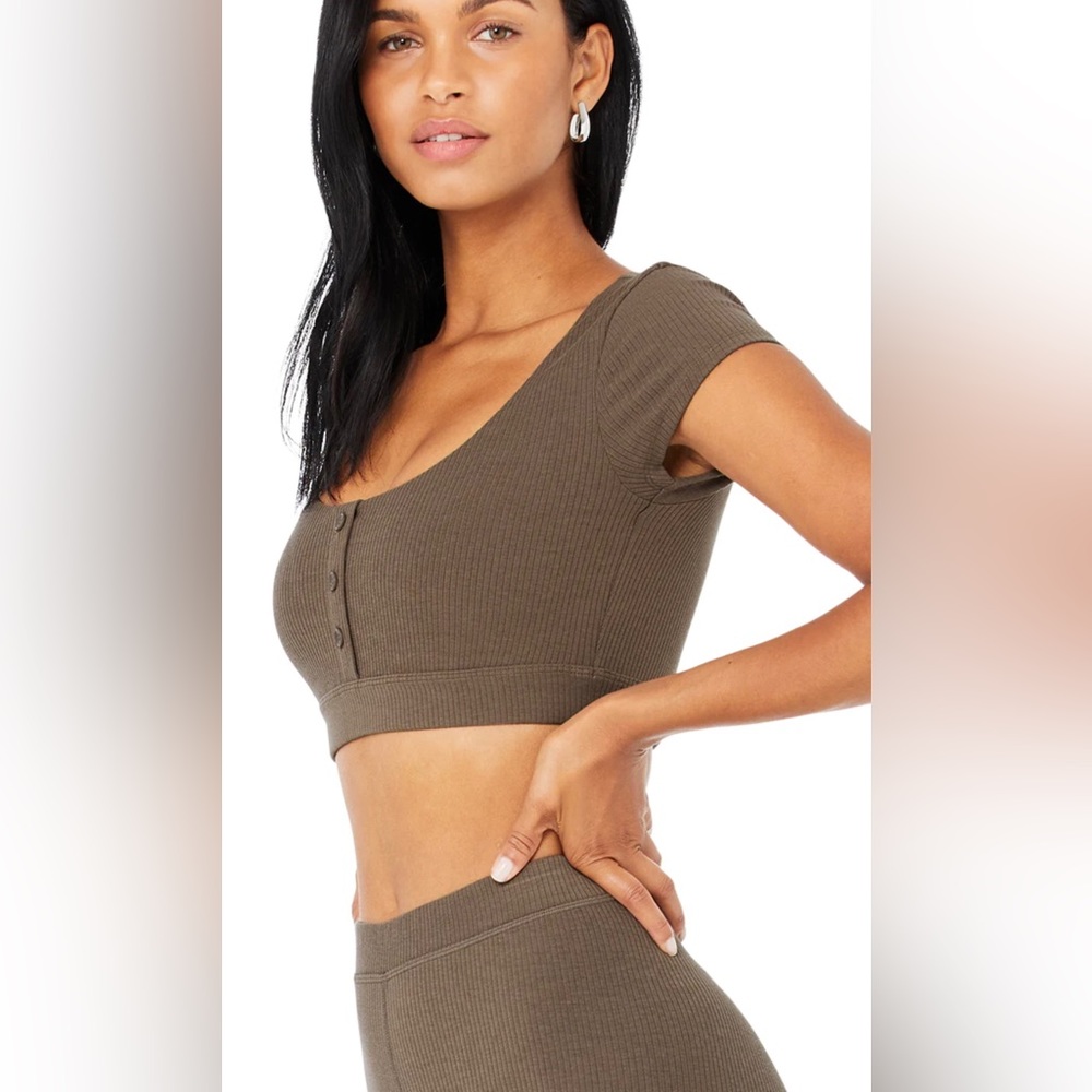 ALO Blissful Henley Bra Top XS